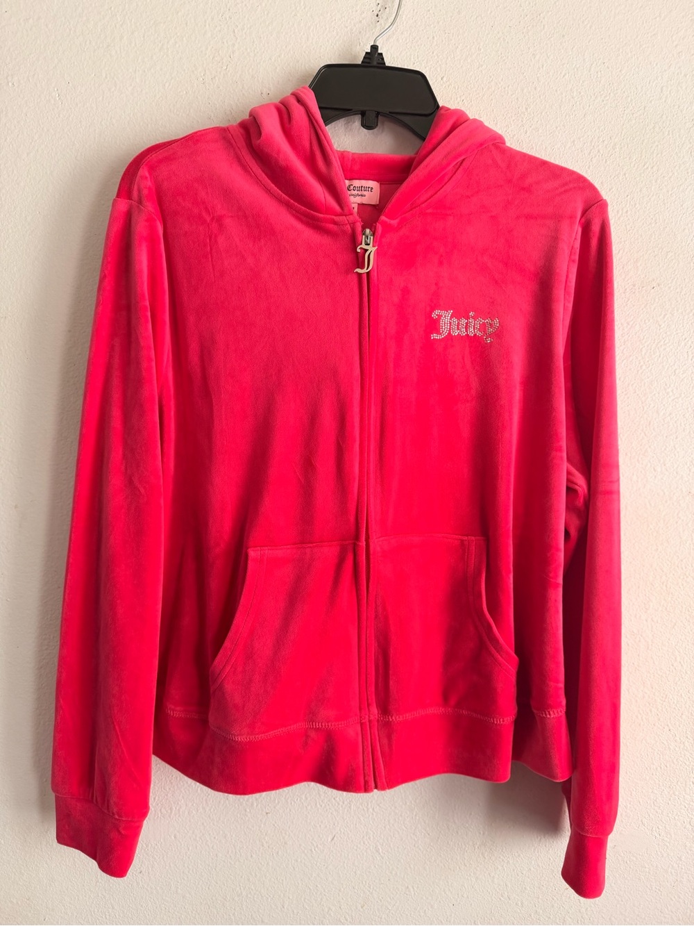 Juicy Couture Hot Pink Velour Zip-Up Hoodie Size XL